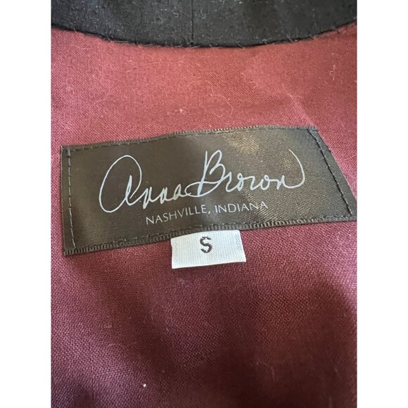 Anna Brown Open Blazer Jacket Patchwork Quilt Art to Wear Casual Coastal Small - Picture 7 of 9